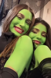 Kylie and Hailey covered their face in bright green paint as they stepped out in West Hollywood. Picture: Kylie Jenner