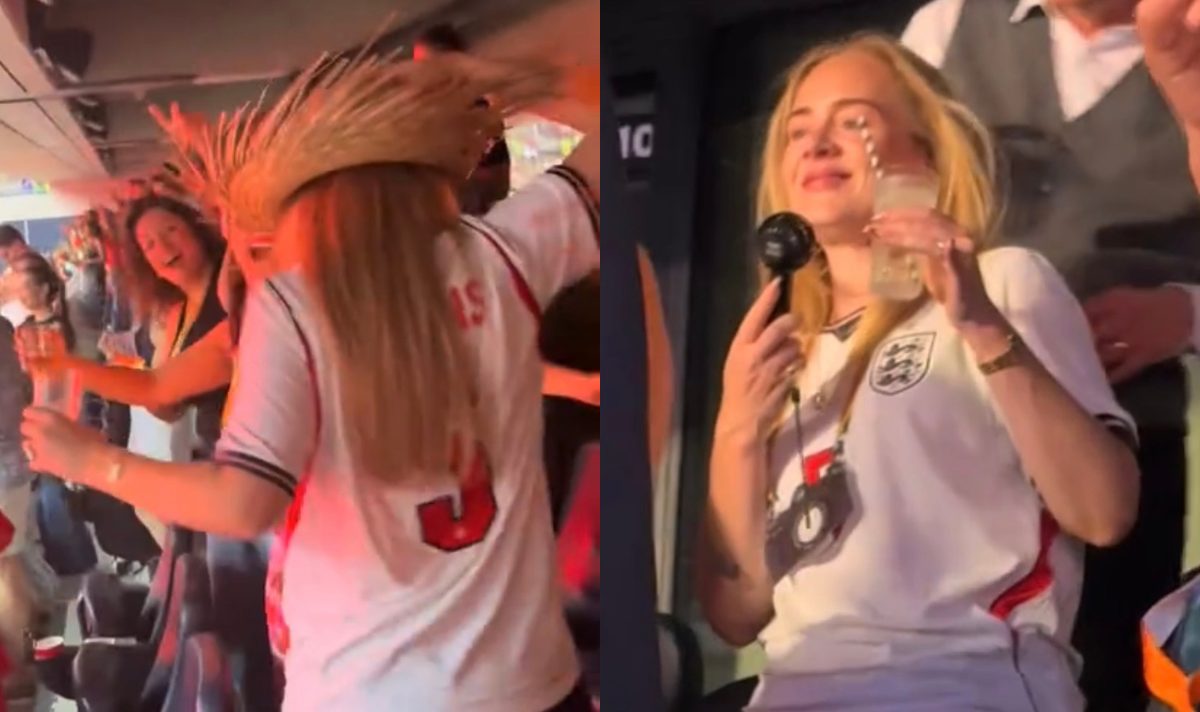 Adele was spotted dancing in an England soccer shirt at Bad Bunny's show in London