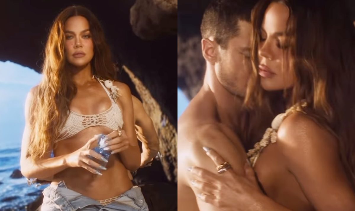 Khloe Kardashian kisses shirtless hunk in new fragrance campaign Khloe Kardashian
