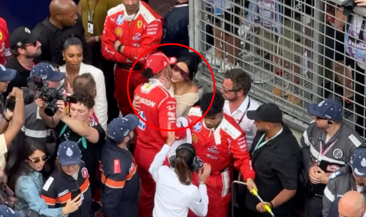 Kim Kardashian kissing Lewis Hamilton at F1 caught on camera Kim Kardashian